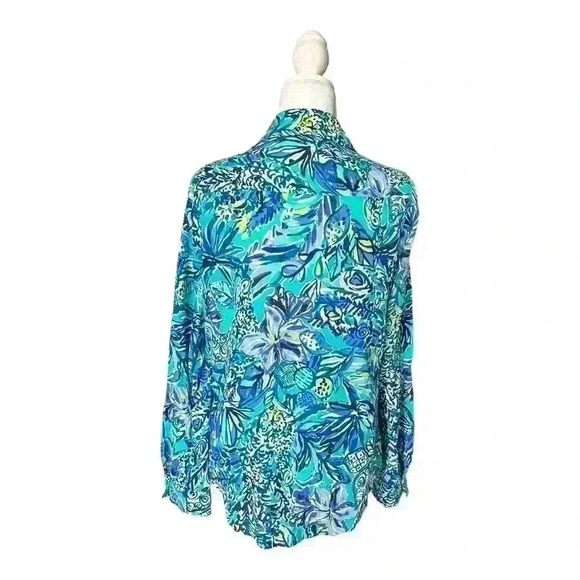 Lilly Pulitzer Sea View Rayon Long Sleeve Button Down Shirt Women’s XS - Picture 5 of 7
